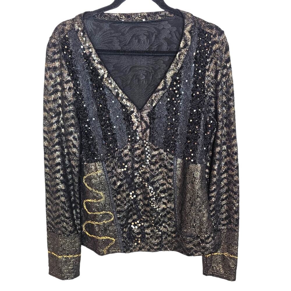 Alberto Makali Babydoll Top Mixed Media Whimsigoth Fairy Grunge Size S Sequin